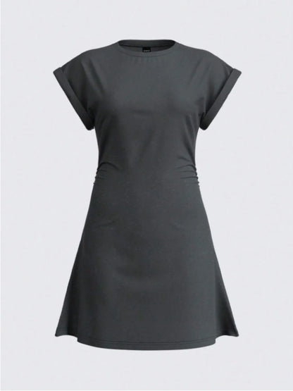 Round Neck Short Sleeve Mini Tee Dress