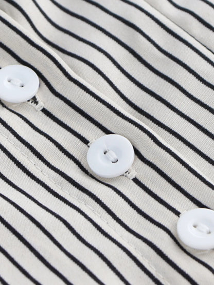 Striped Short Sleeve Button-Up Shirt