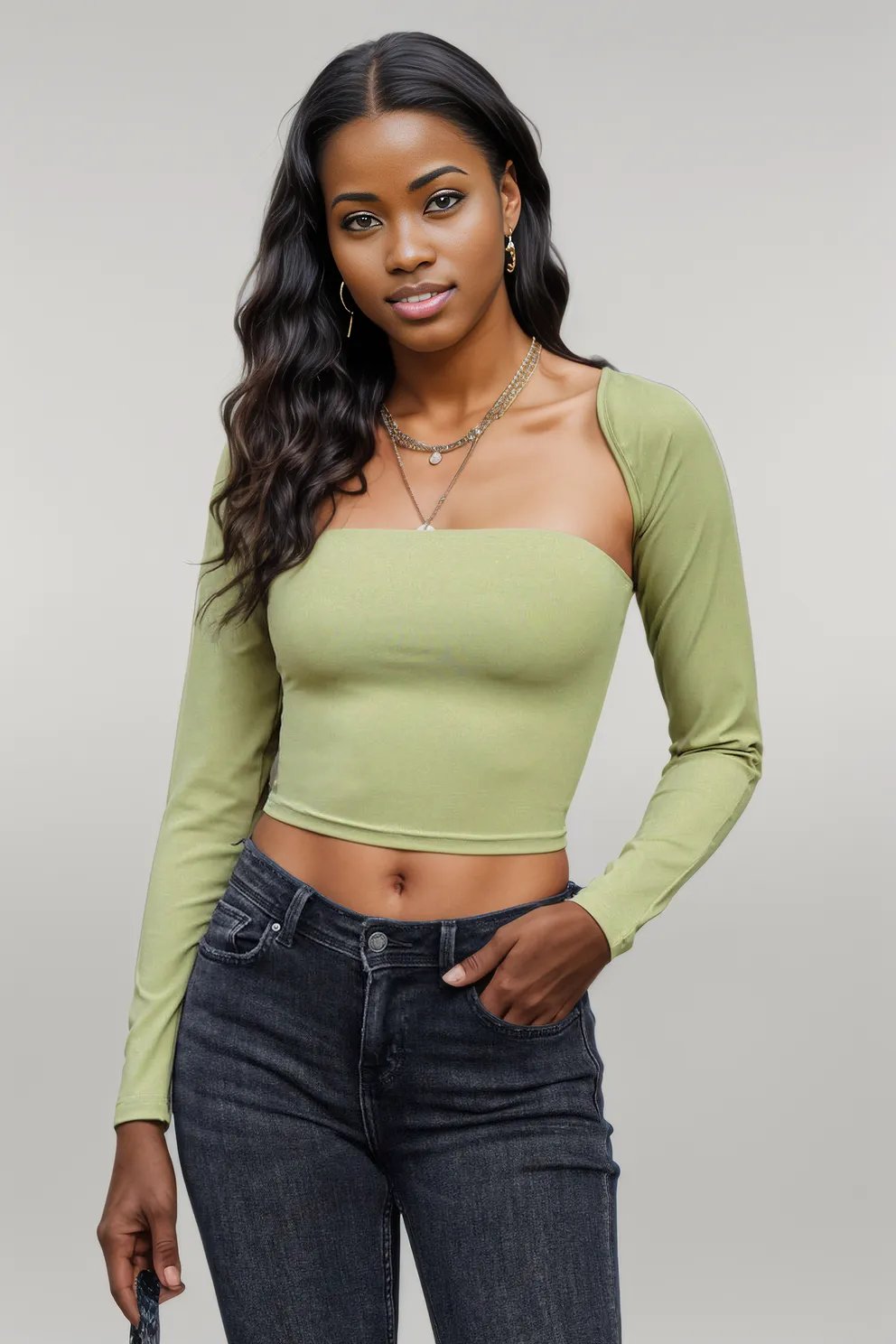 Cutout Long Sleeve Sage