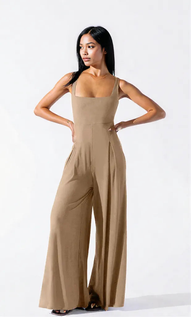 Square Neck Wide Strap Jumpsuit