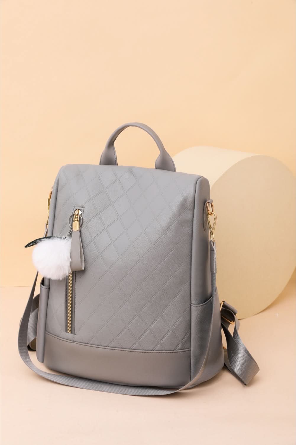 Pom-Pom Zipper Backpack