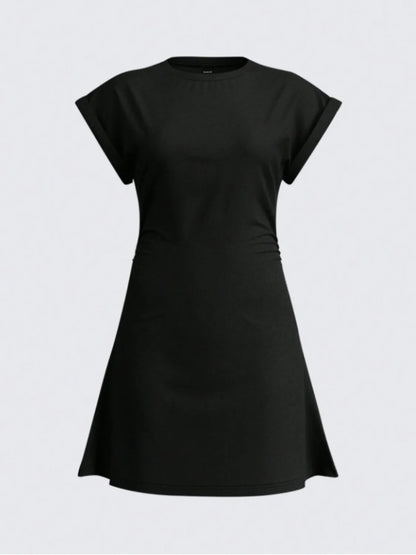 Round Neck Short Sleeve Mini Tee Dress