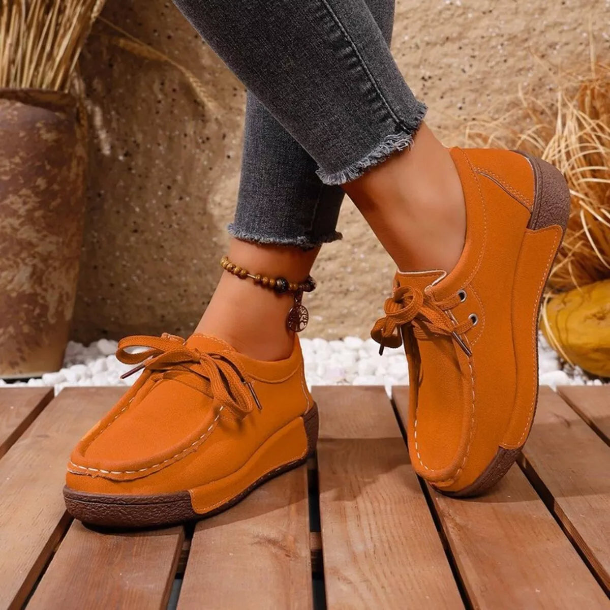 Round Toe Lace Up Sneakers