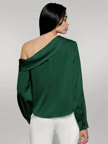 Ruched One Shoulder Long Sleeve Top