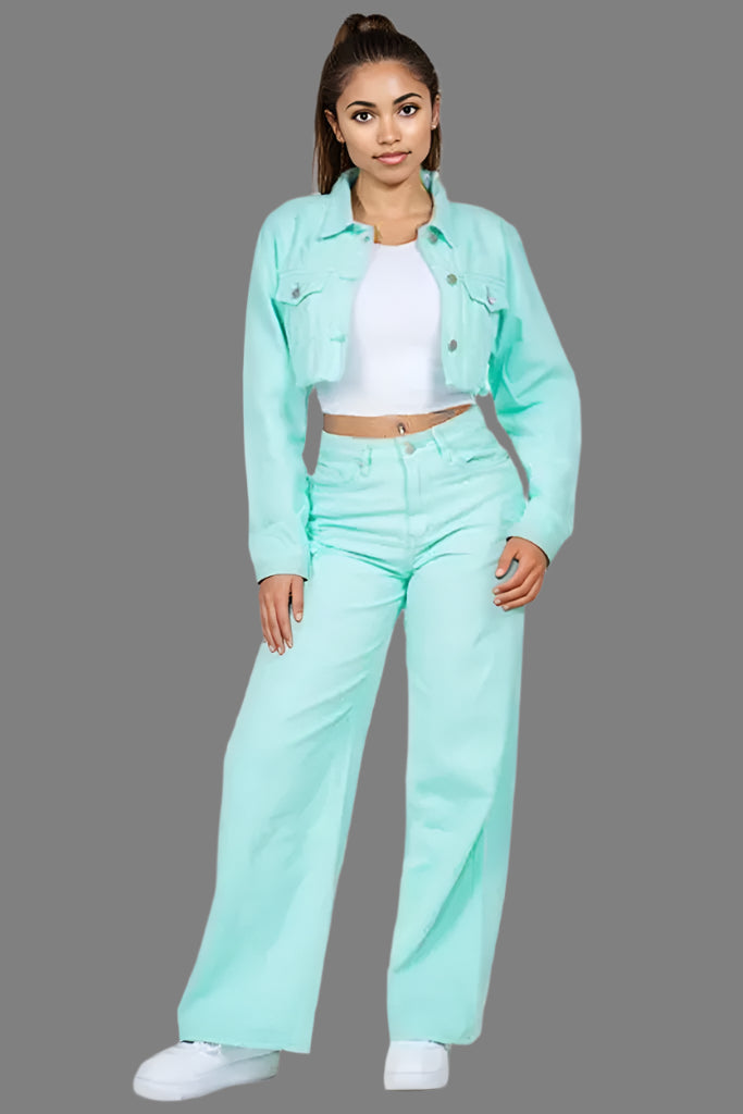 American Bazi High Waist Distressed Wide Leg Jeans