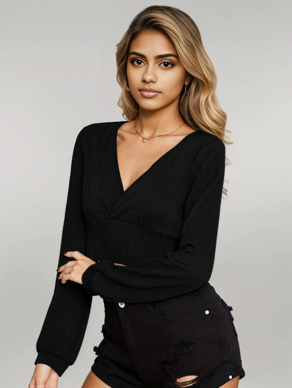 V Neck Crop Top