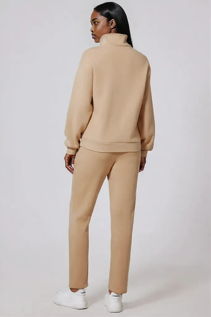 Half Snap Turtleneck Top and Pants Active Set