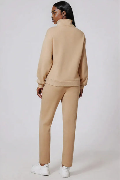 Half Snap Turtleneck Top and Pants Active Set