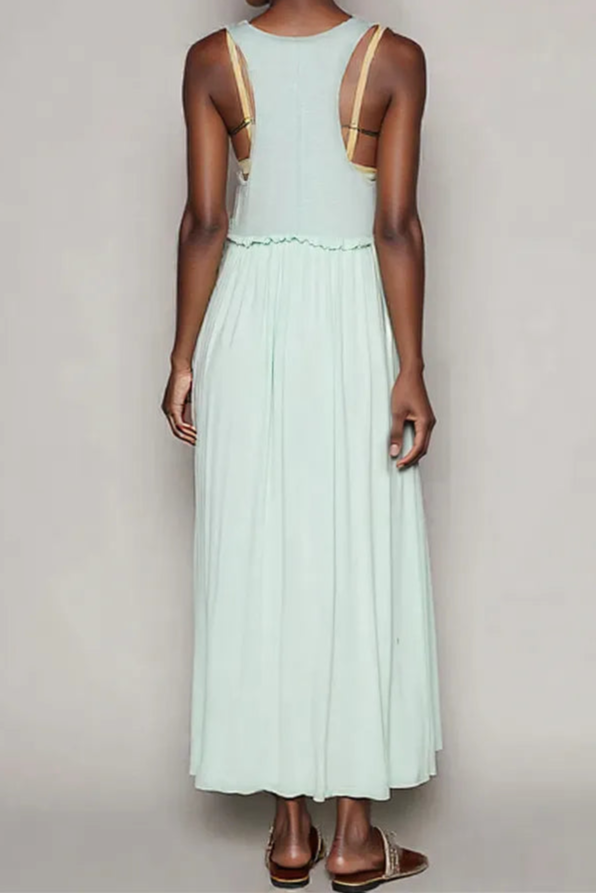 POL Frill Slit Square Neck Cami Dress