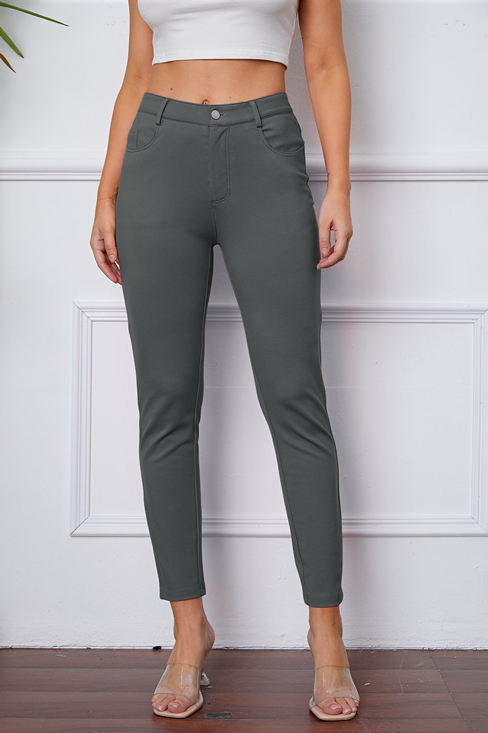 StretchyStitch Pants by Basic Bae Dark Gray