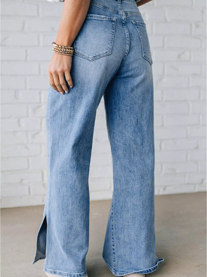 Slit Wide Leg Jeans Medium