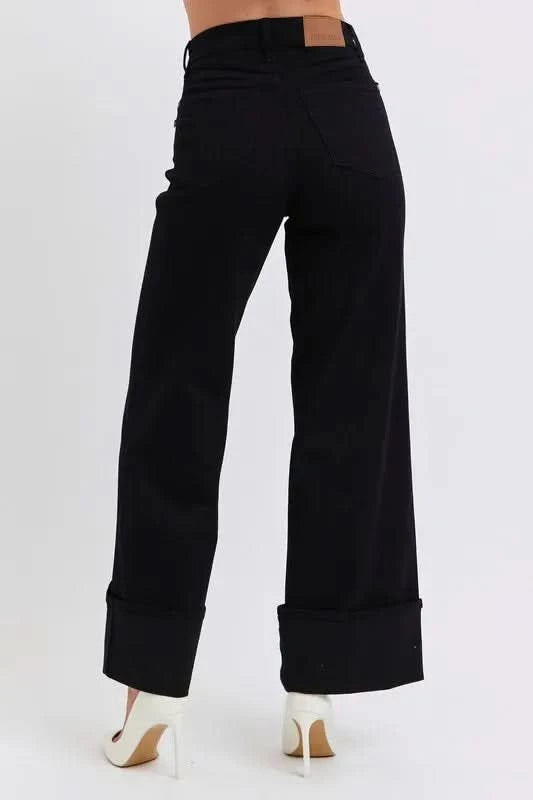 Judy Blue Full Size High Waist Reto Wide Leg W/ Cuff
