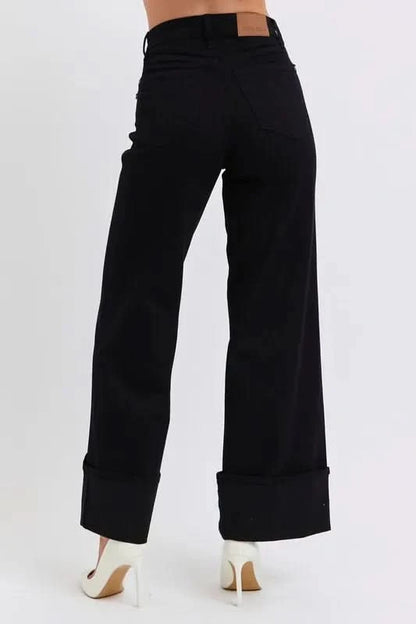 Judy Blue Full Size High Waist Reto Wide Leg W/ Cuff