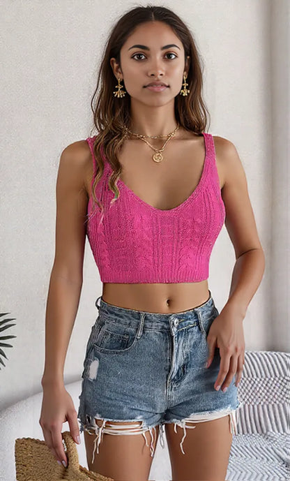 Cable-Knit Short Cami
