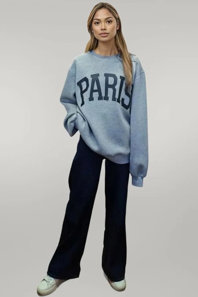 Basic Bae PARIS Round Neck Long Sleeve Air Scuba Sweatshirt