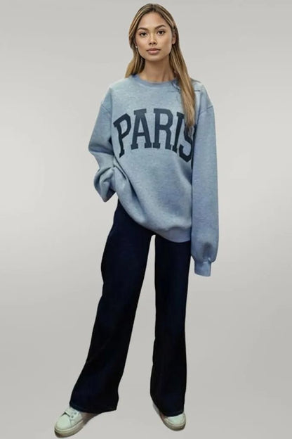 Basic Bae PARIS Round Neck Long Sleeve Air Scuba Sweatshirt