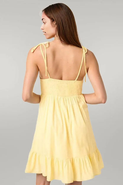 Mittoshop Ruched Detail Spaghetti Tie Mini Dress