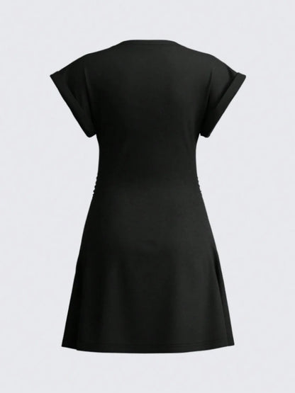 Round Neck Short Sleeve Mini Tee Dress