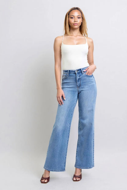 Judy Blue Full Size Wide Leg Jeans with Pockets