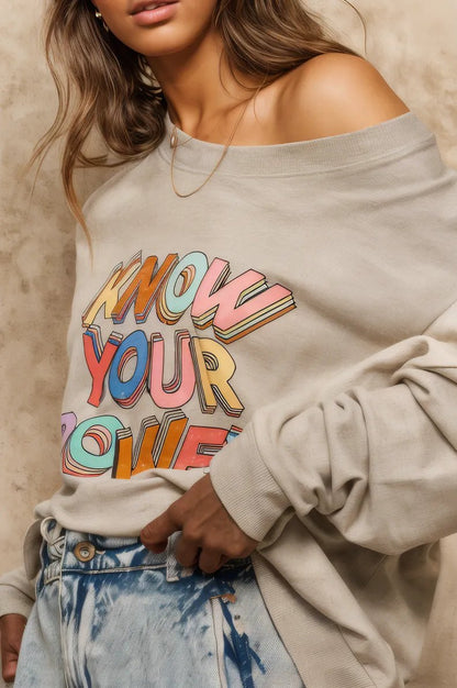 A French Terry Knit Graphic Sweatshirt