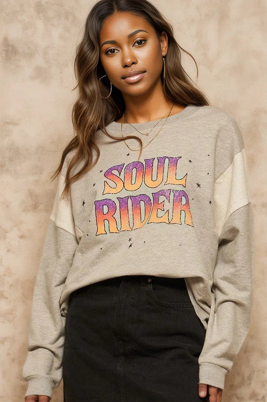 A French Terry Knit Graphic Sweatshirt L