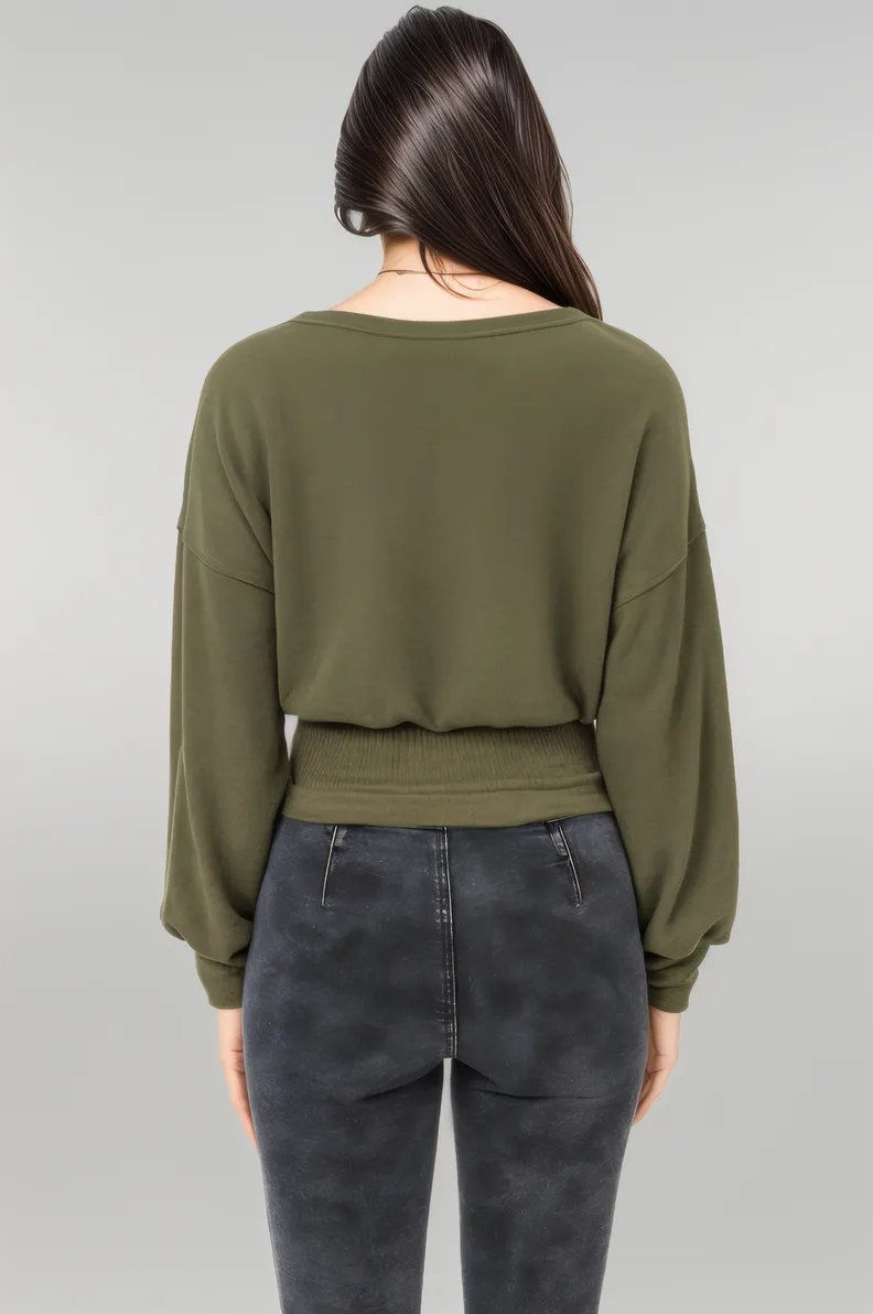 A Knit Top Featuring Wide Neckline