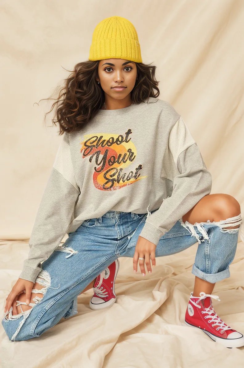 A French Terry Knit Graphic Sweatshirt