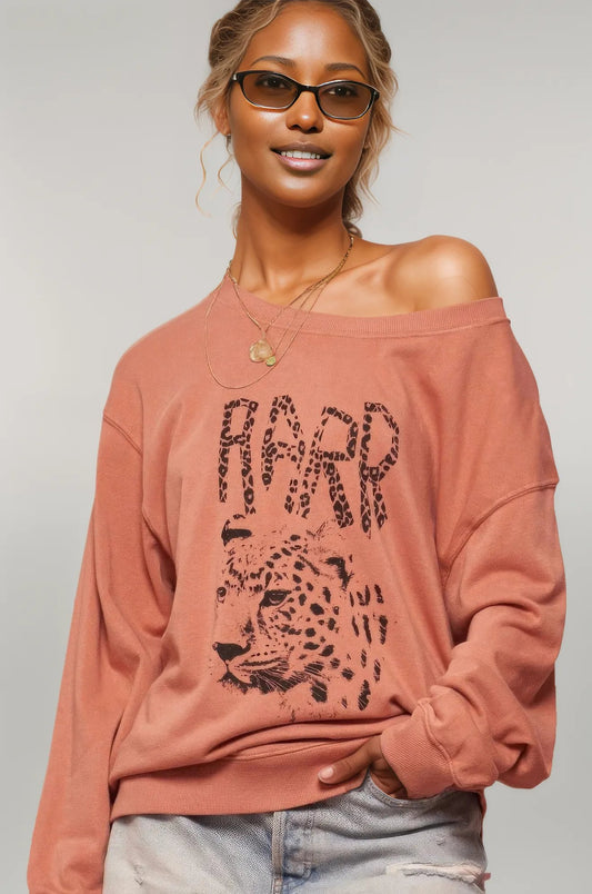 A Garment Dyed French Terry Graphic Sweatshirt L