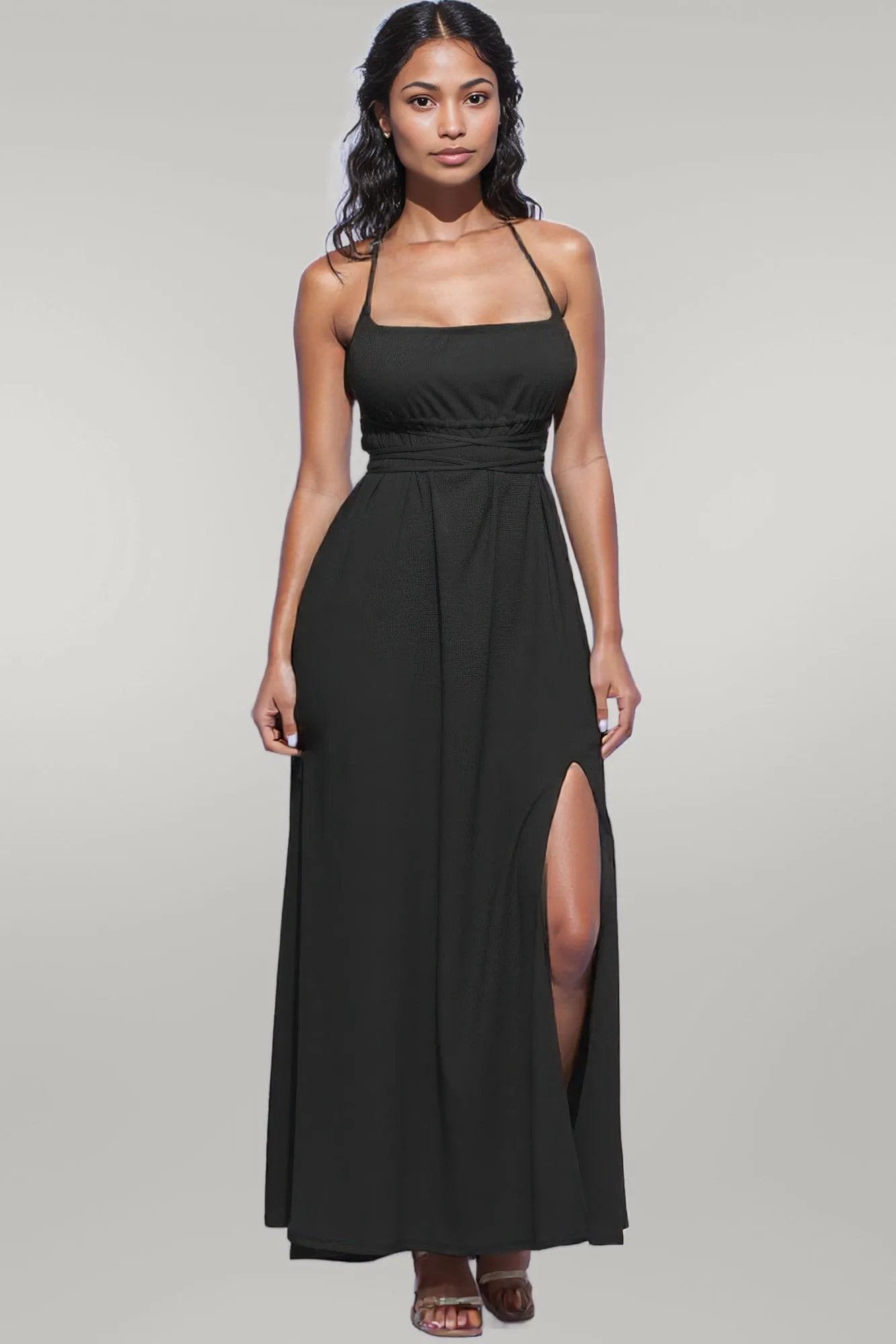 Side Slit Maxi Dress Black