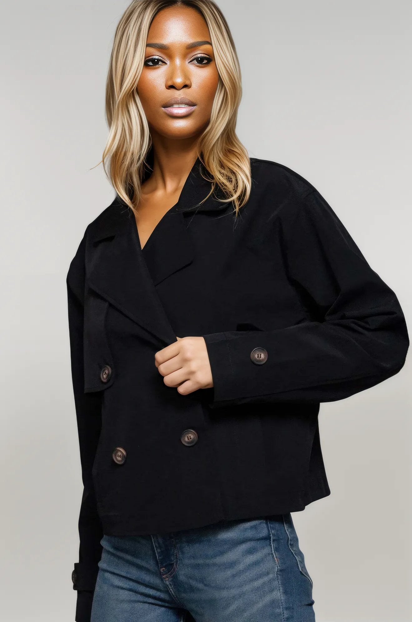 Double Breasted Short Trench Jacket