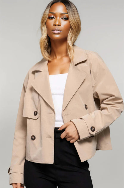 Double Breasted Short Trench Jacket