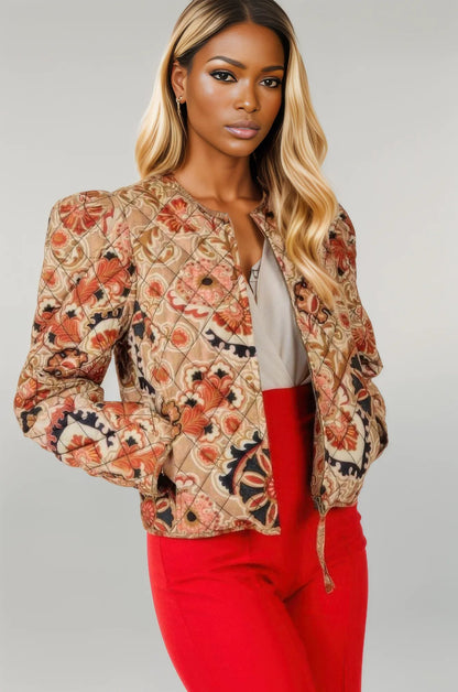 Zip Up Multi-print Jacket