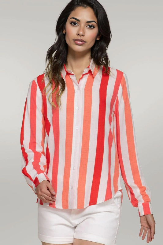 Long Slv Wide Stripe Woven Shirt L