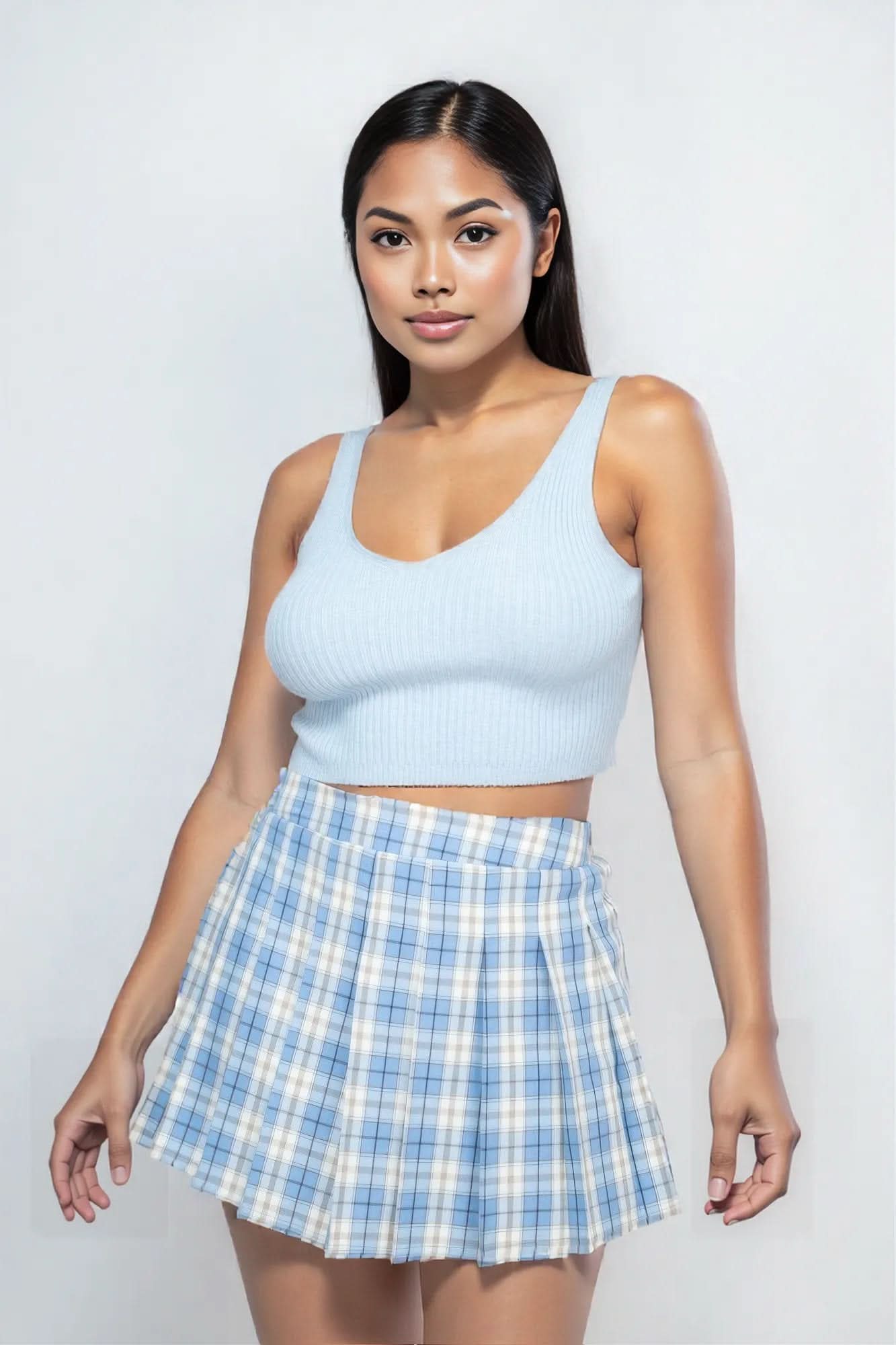 Crop Tank Top & Cardigan Sweater Set L