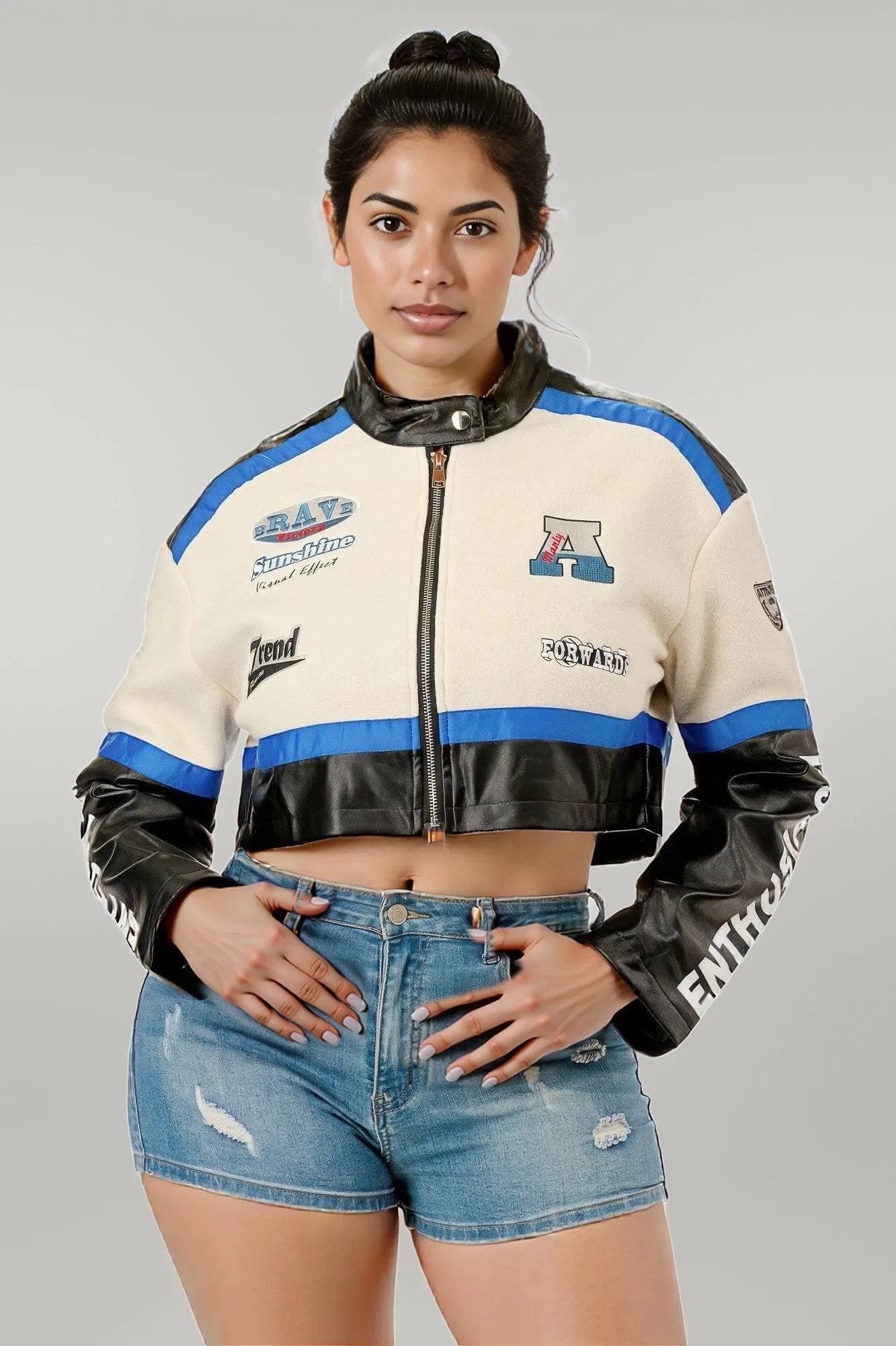 Colorblock Crop Jacket L