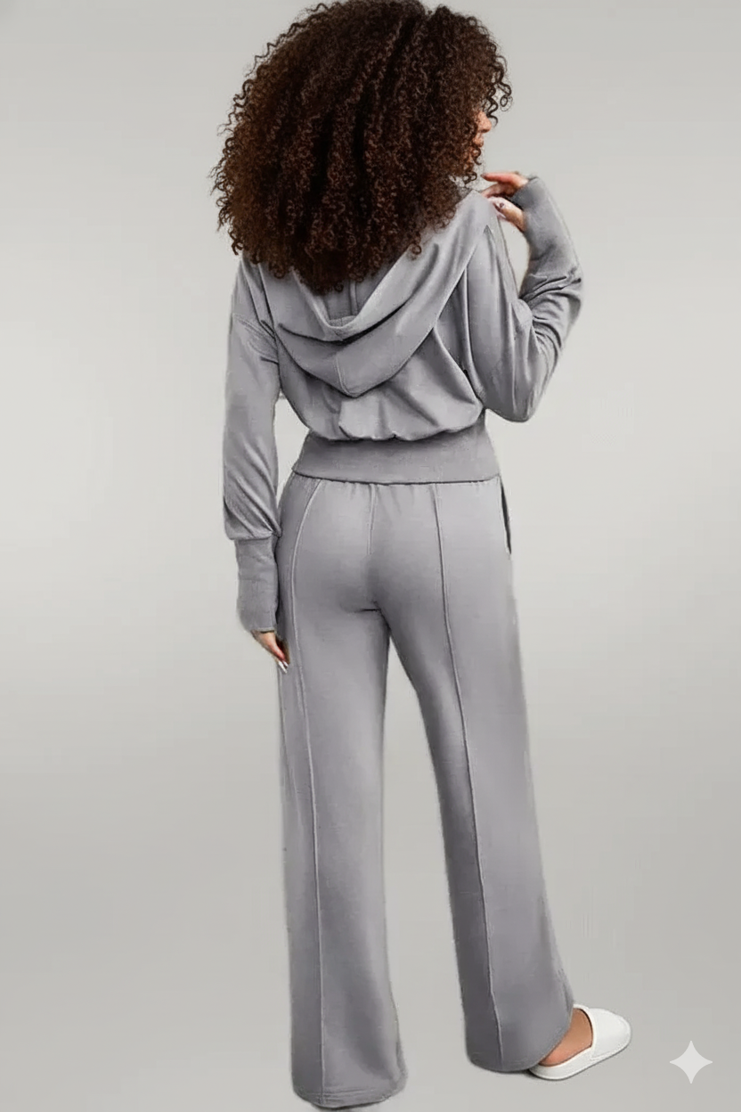 Dropped Shoulder Hoodie and Drawstring Pants Active Set