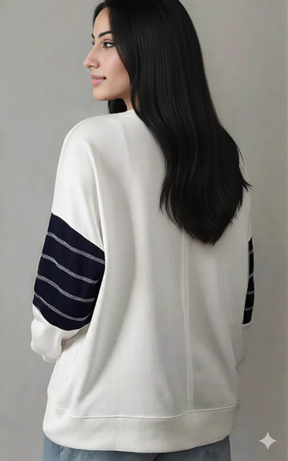Exposed Seam Detail Color Block Patch Pocket Drop Shoulder Sweatshirt