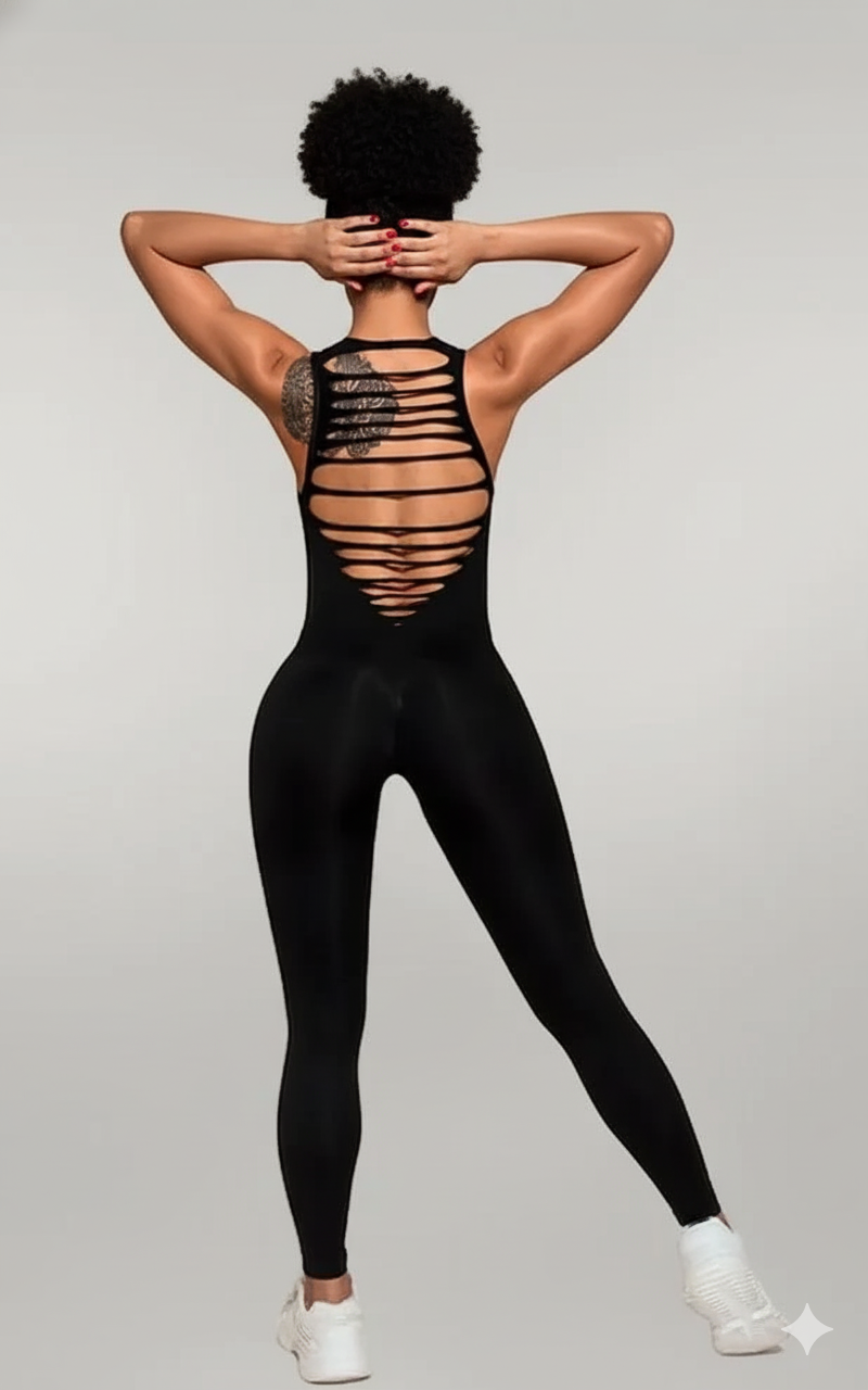 Cutout Wide Strap Active Jumpsuit