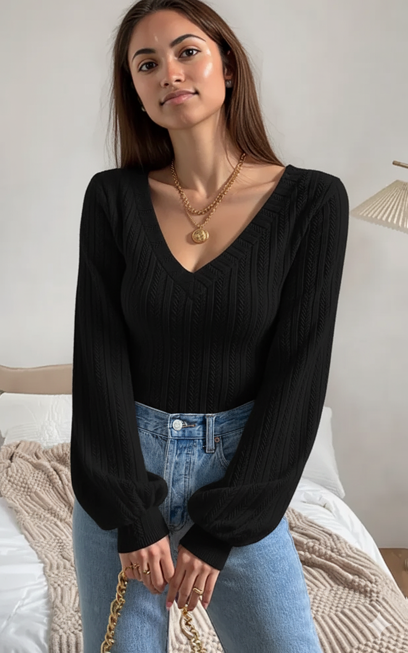 Honey V-Neck Long Sleeve T-Shirt