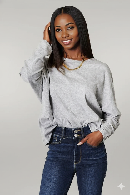 Double Take Seam Detail Round Neck Long Sleeve Top