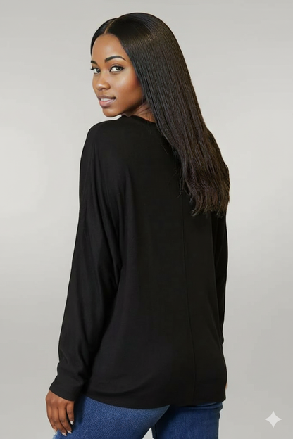 Double Take Seam Detail Round Neck Long Sleeve Top