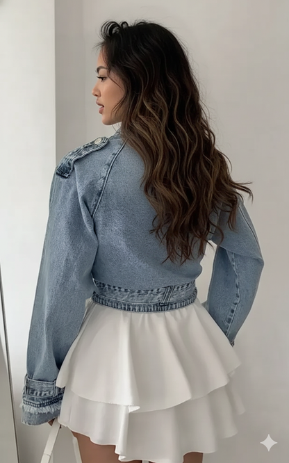 Long Sleeve Crop Denim Jacket
