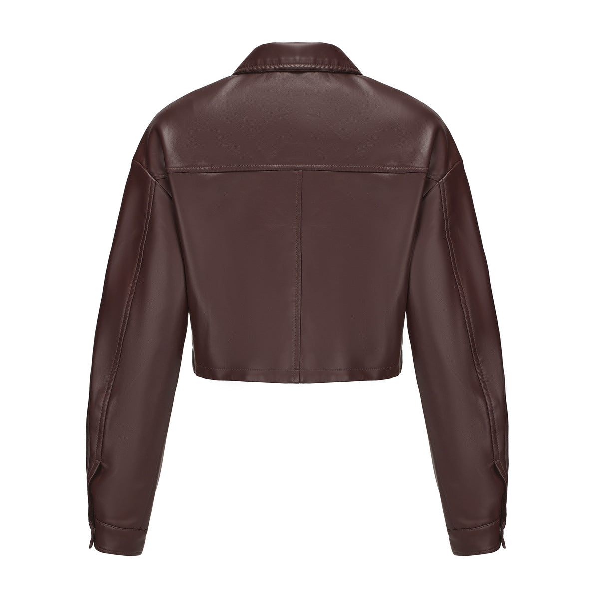 Classic Single Breasted PU Leather Jacket for Women