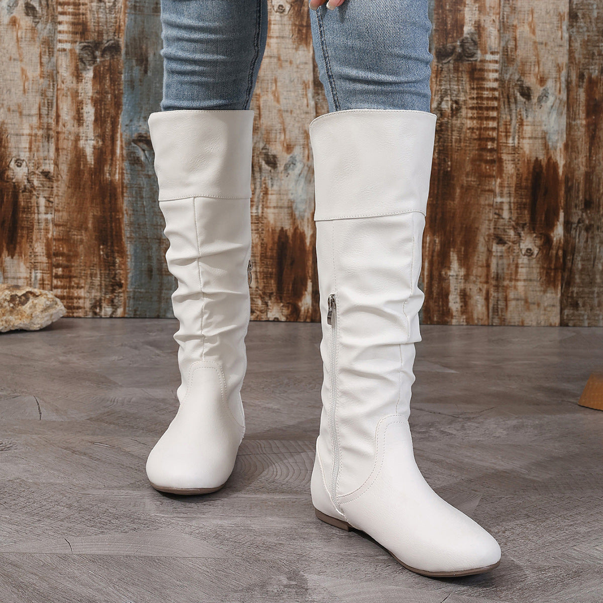 High Top Side Simple Zipper Fashionable Comfortable Boots