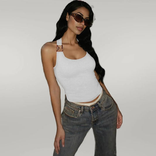 U Collar Halter Spaghetti Straps Top