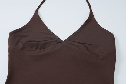 V neck Halter Lace up Slim Fit Vest