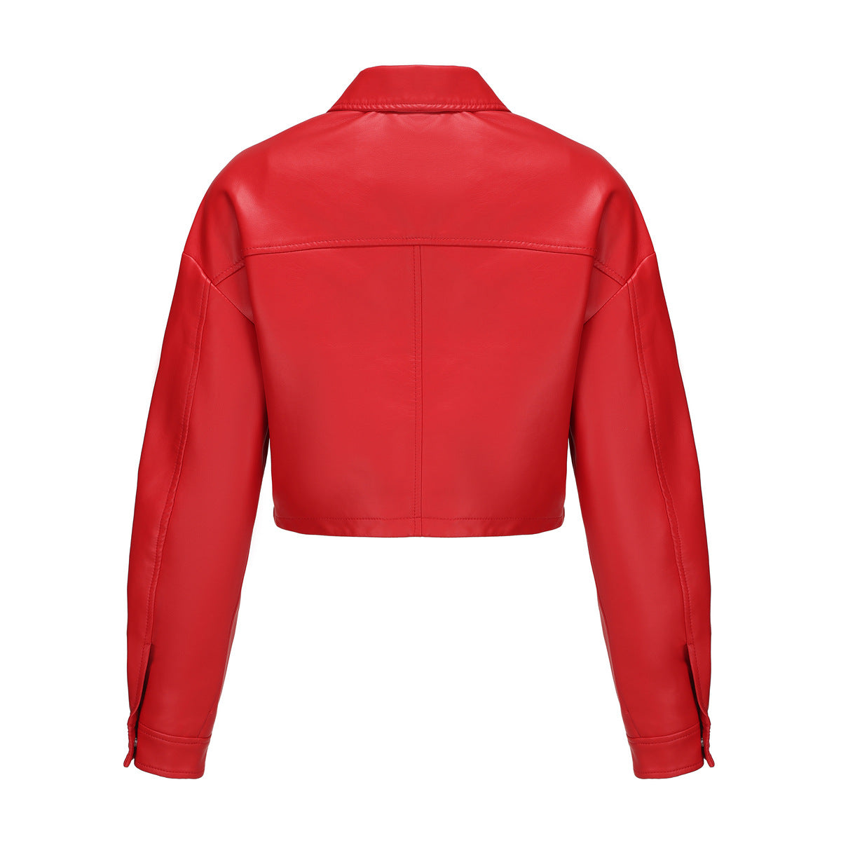 Classic Single Breasted PU Leather Jacket for Women