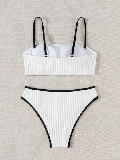 Black White Swimsuit Bare Back Sexy Swimsuit