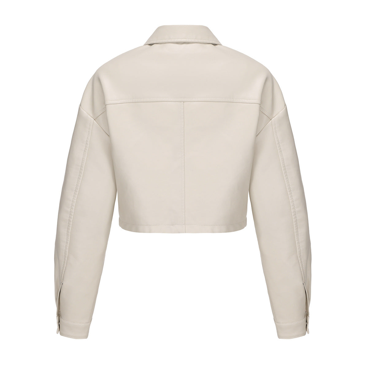 Classic Single Breasted PU Leather Jacket for Women