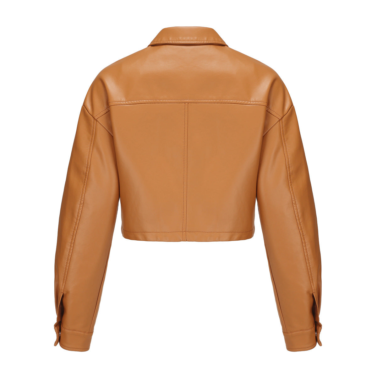 Classic Single Breasted PU Leather Jacket for Women